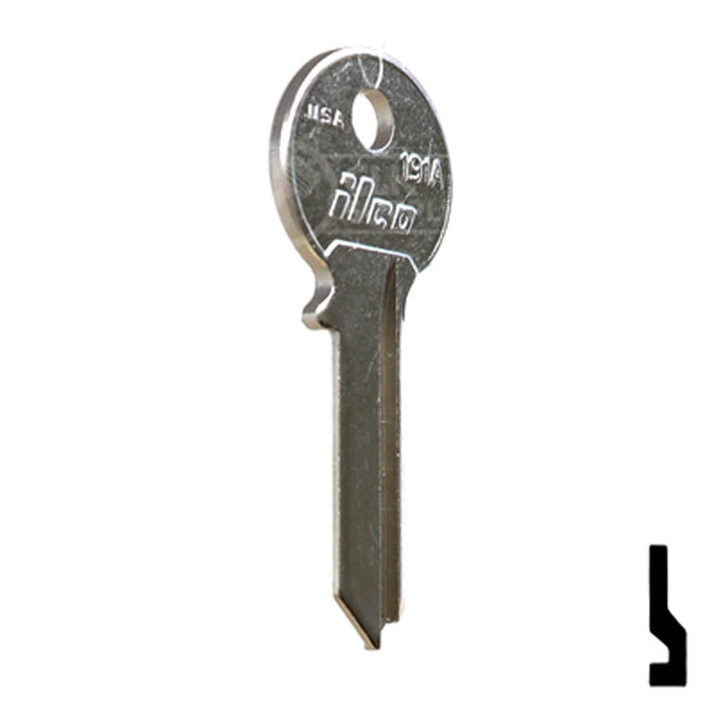 Uncut Key Blank | Viro | 191A Padlock Key Ilco