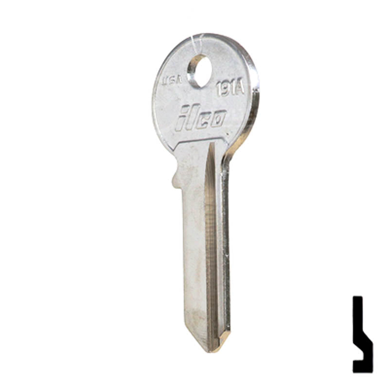 Uncut Key Blank | Viro | 191A Padlock Key Ilco