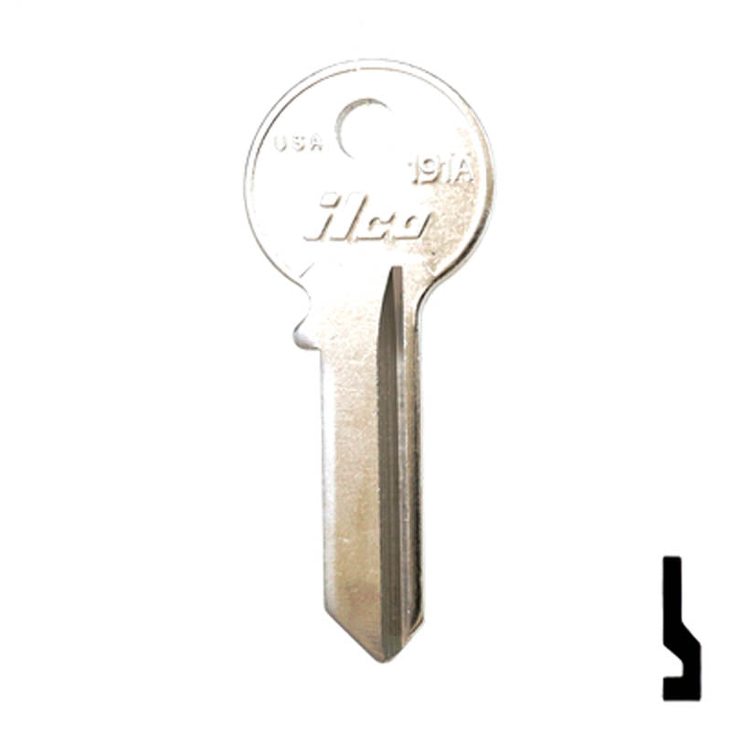 Uncut Key Blank | Viro | 191A Padlock Key Ilco