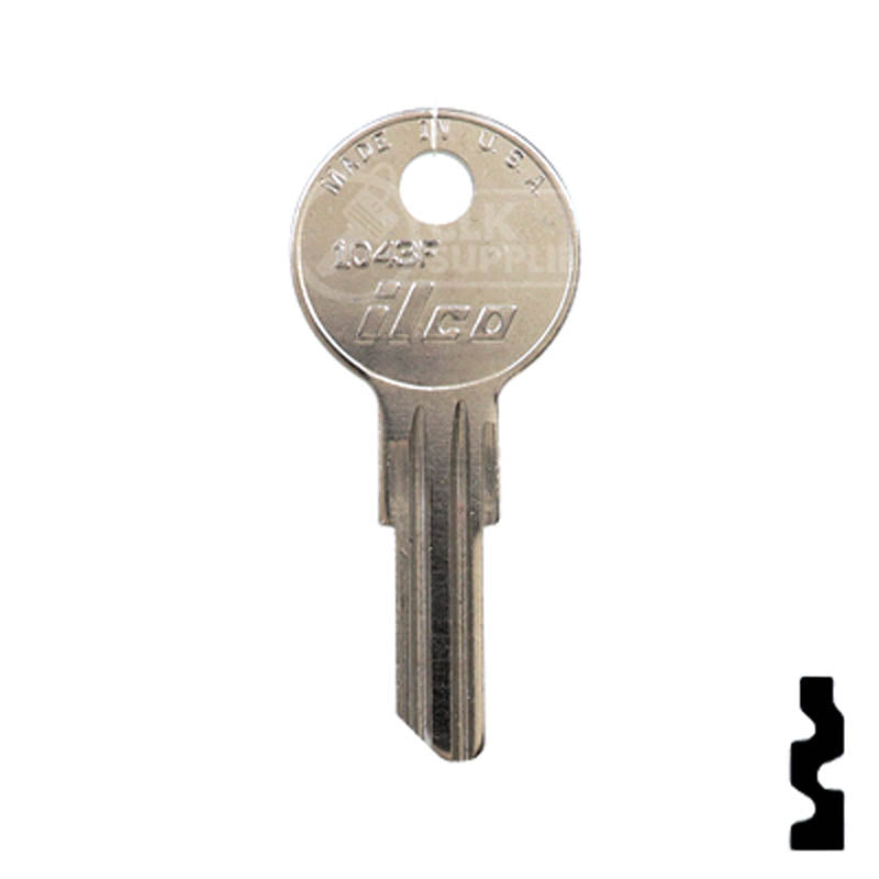 Uncut Key Blank | 1043F | Illinois, Eberhard Key Power Sport Key Ilco