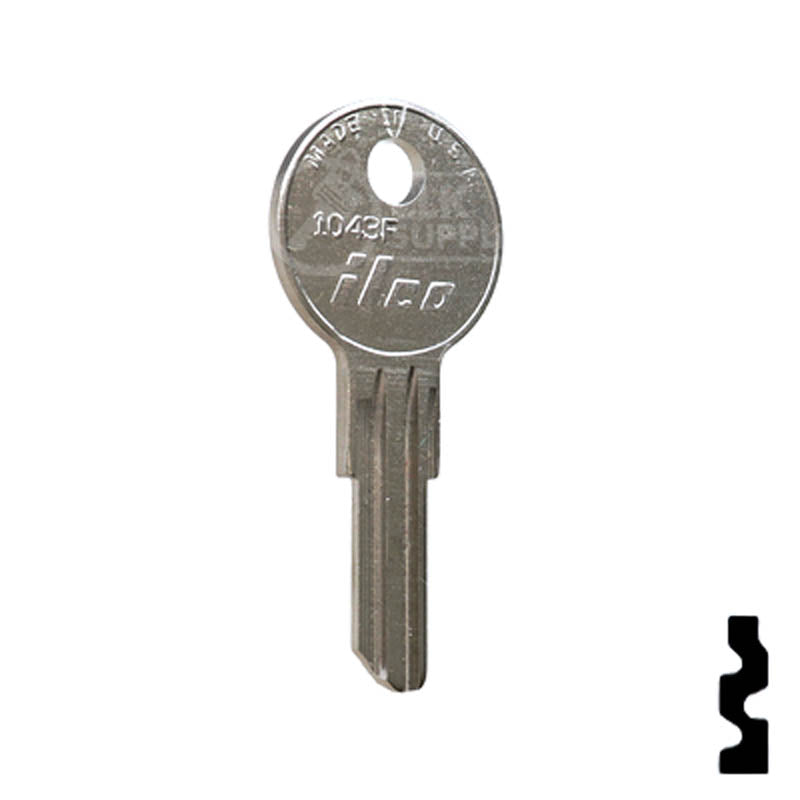 Uncut Key Blank | 1043F | Illinois, Eberhard Key Power Sport Key Ilco