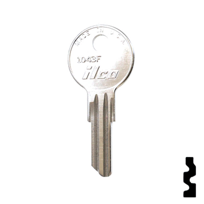 Uncut Key Blank | 1043F | Illinois, Eberhard Key Power Sport Key Ilco