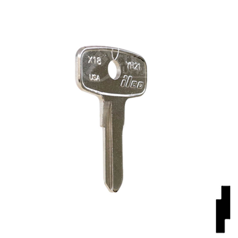 X18 ( YH21 ) Yamaha, Kawasaki Motorcycle Key Power Sport Key Ilco