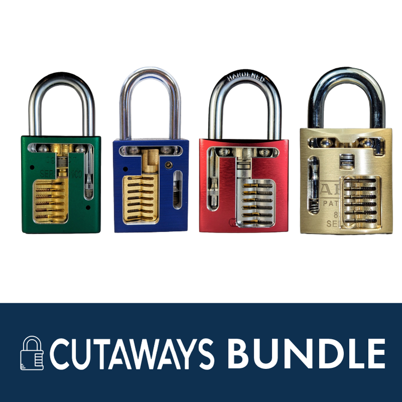 Cutaway Padlock Bundle |  Lockpicking Training Tool - 4 pcs Practice Lock Cutaways LLC