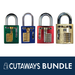 Cutaway Padlock Bundle |  Lockpicking Training Tool - 4 pcs Practice Lock Cutaways LLC