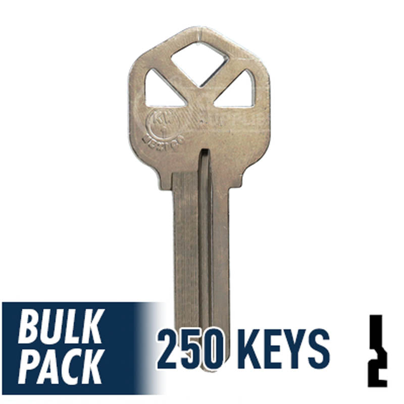 250 Pack KW1 ( Nickel Plated ) Residential-Commercial Key JMA USA