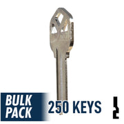250 Pack KW1 ( Nickel Plated ) Residential-Commercial Key JMA USA