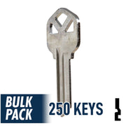 250 Pack KW1 ( Nickel Plated ) Residential-Commercial Key JMA USA