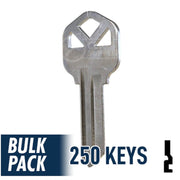 250 Pack KW1 ( Nickel Plated ) Residential-Commercial Key JMA USA