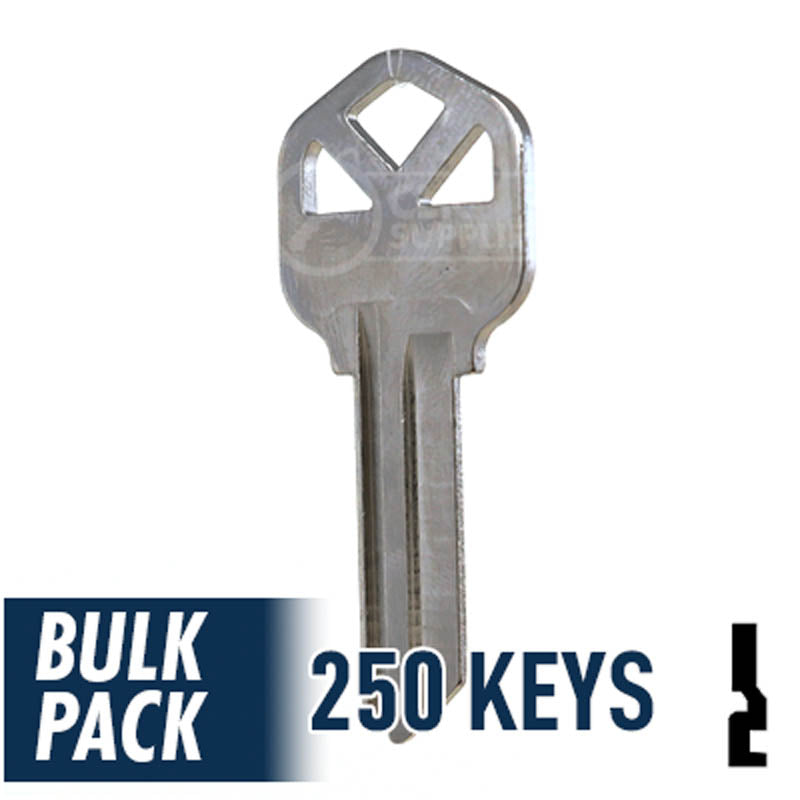 250 Pack KW1 ( Nickel Plated ) Residential-Commercial Key JMA USA