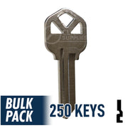250 Pack KW1 ( Nickel Plated ) Residential-Commercial Key JMA USA