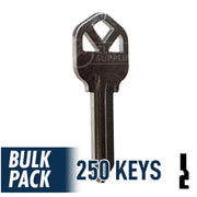 250 Pack KW1 ( Nickel Plated ) Residential-Commercial Key JMA USA