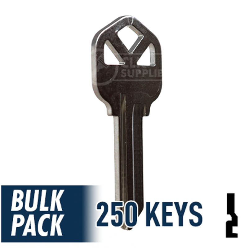 250 Pack KW1 ( Nickel Plated ) Residential-Commercial Key JMA USA