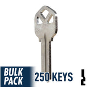 250 Pack KW1 ( Nickel Plated ) Residential-Commercial Key JMA USA