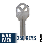 250 Pack KW1 ( Nickel Plated ) Residential-Commercial Key JMA USA