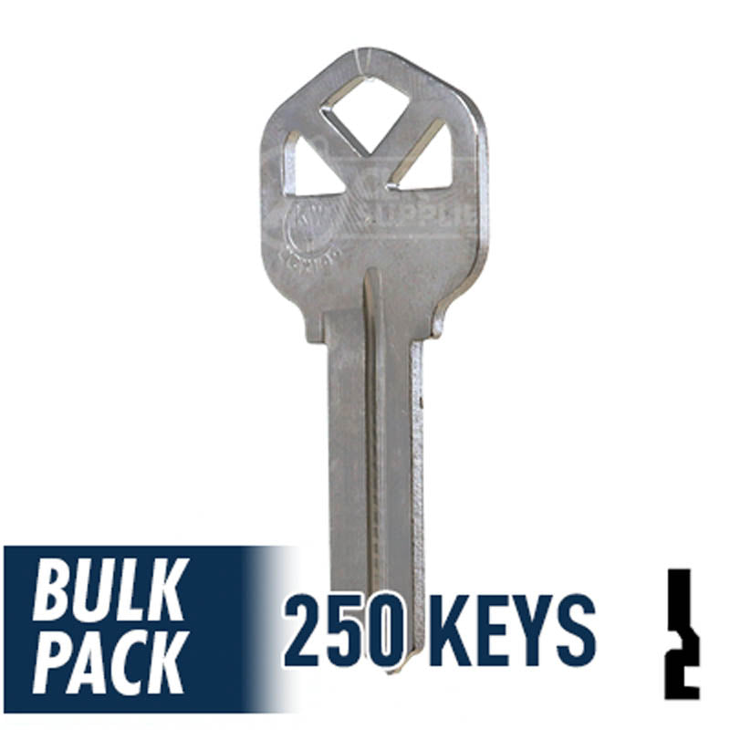 250 Pack KW1 ( Nickel Plated ) Residential-Commercial Key JMA USA