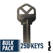 250 Pack KW1 ( Nickel Plated ) Residential-Commercial Key JMA USA