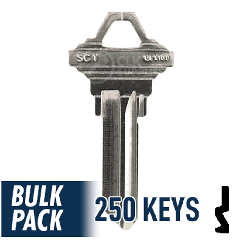 250 Pack SC1 ( Nickel Plated ) Residential-Commercial Key JMA USA