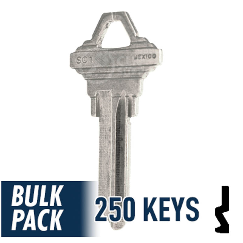 250 Pack SC1 ( Nickel Plated ) Residential-Commercial Key JMA USA