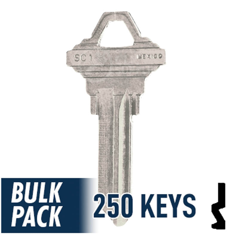 250 Pack SC1 ( Nickel Plated ) Residential-Commercial Key JMA USA