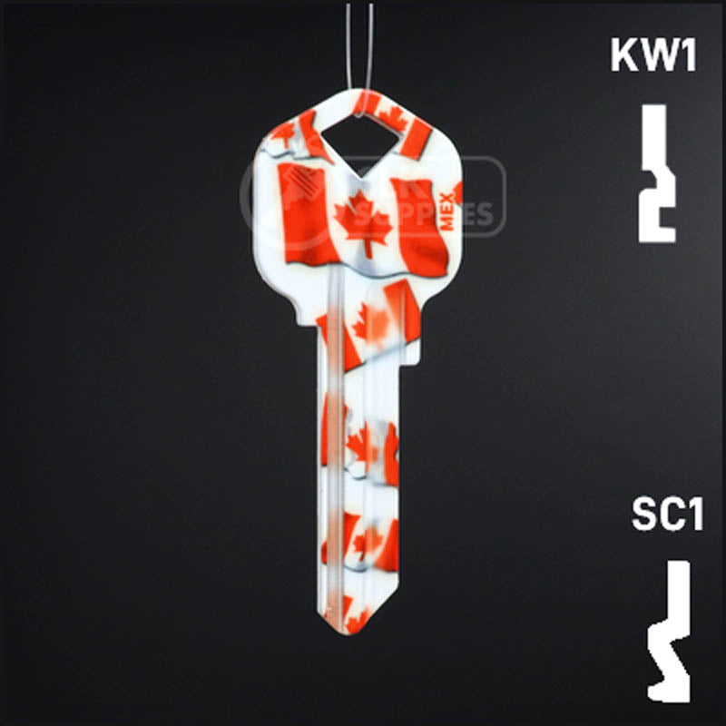 Happy Keys- Canadian Flag Key (Choose Keyway) Residential-Commercial Key Howard Keys