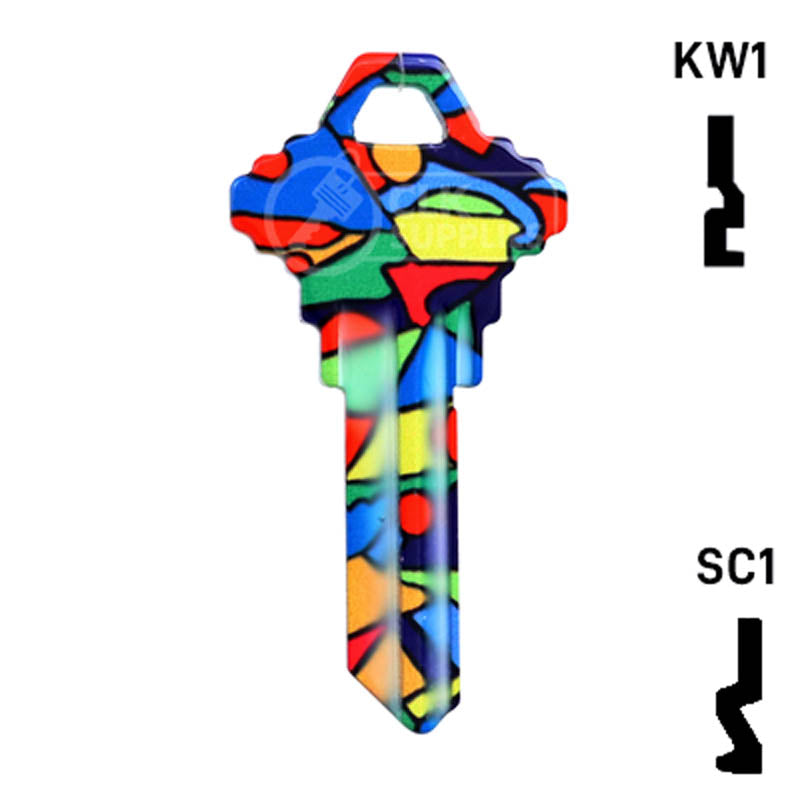 Happy Keys- Colored Glass Key (Choose Keyway) Residential-Commercial Key Howard Keys