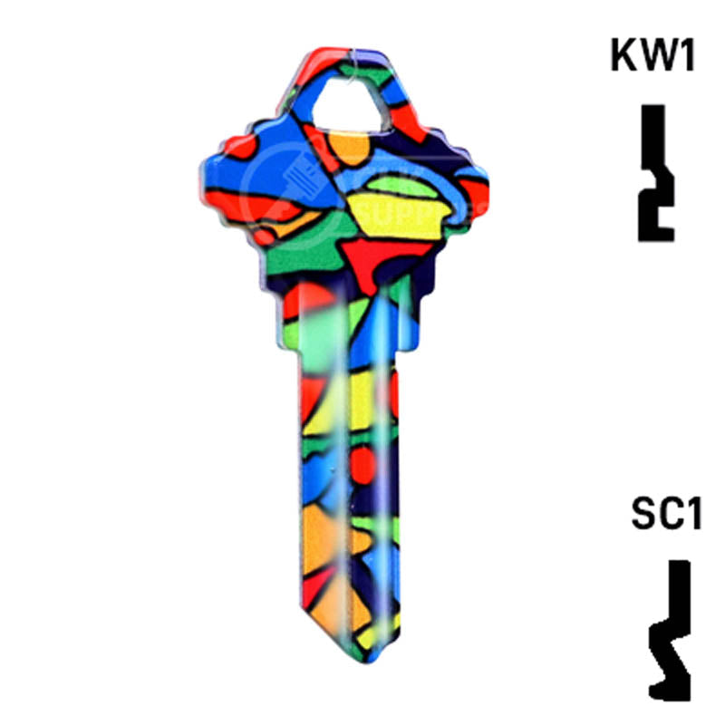 Happy Keys- Colored Glass Key (Choose Keyway) Residential-Commercial Key Howard Keys