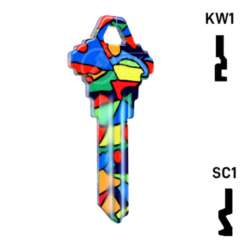 Happy Keys- Colored Glass Key (Choose Keyway) Residential-Commercial Key Howard Keys