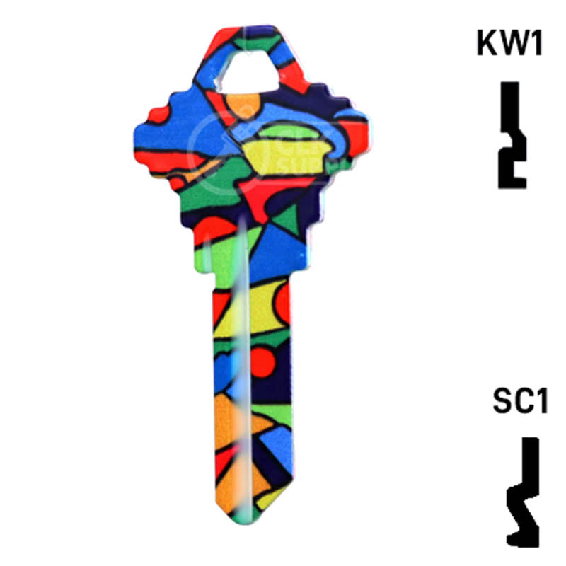 Happy Keys- Colored Glass Key (Choose Keyway) Residential-Commercial Key Howard Keys