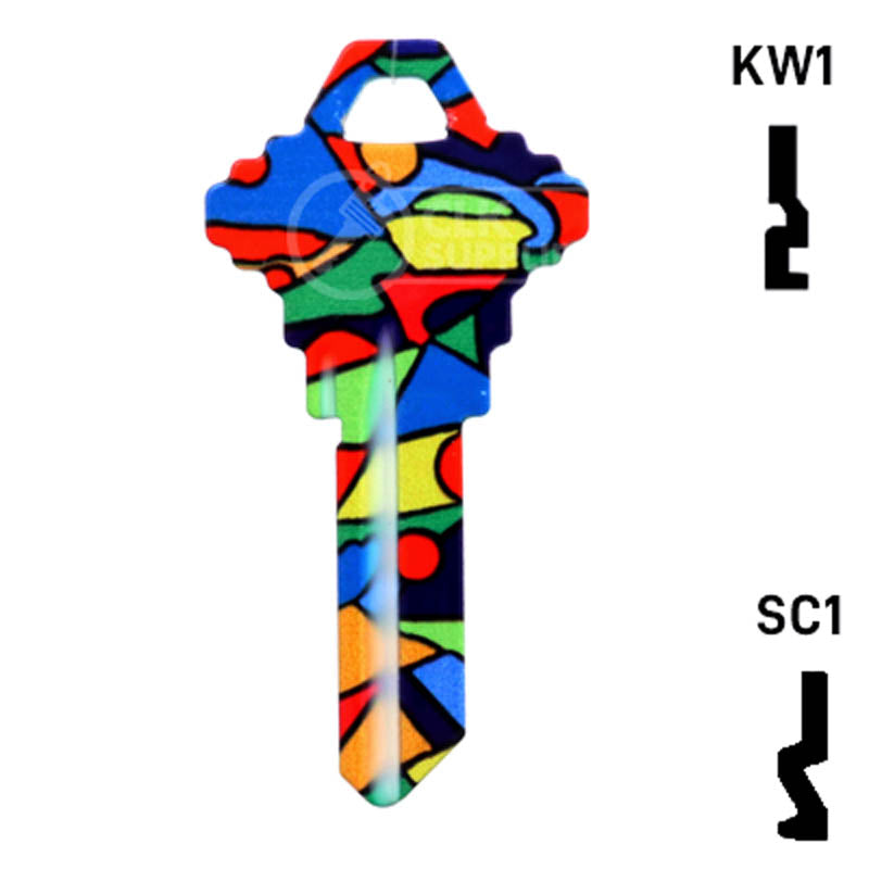 Happy Keys- Colored Glass Key (Choose Keyway) Residential-Commercial Key Howard Keys