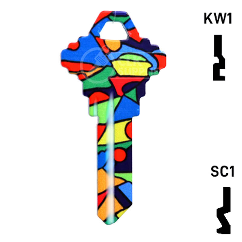 Happy Keys- Colored Glass Key (Choose Keyway) Residential-Commercial Key Howard Keys