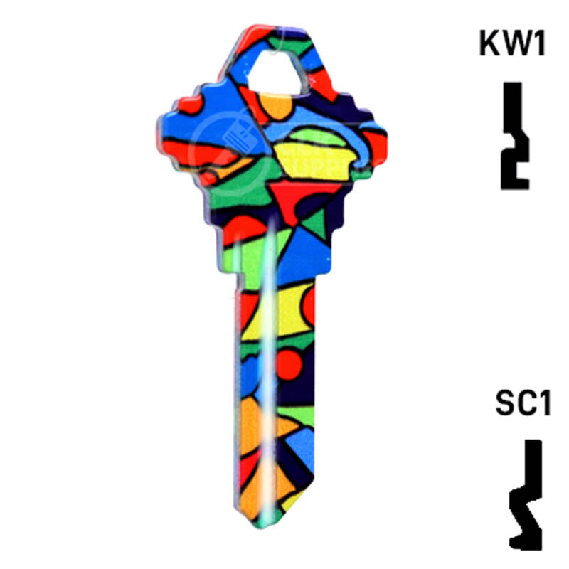 Happy Keys- Colored Glass Key (Choose Keyway) Residential-Commercial Key Howard Keys