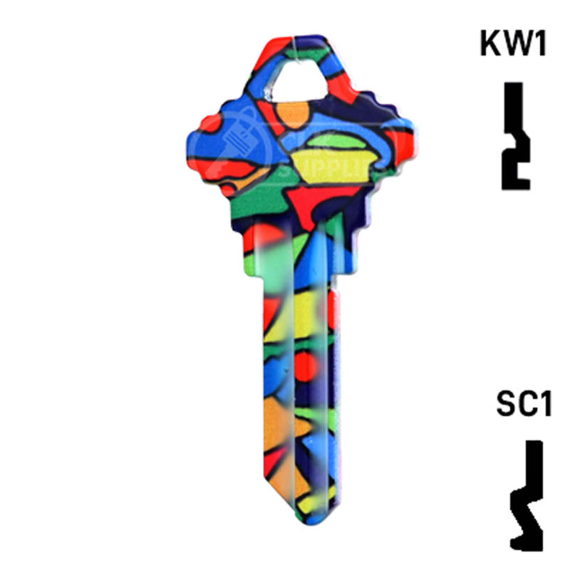 Happy Keys- Colored Glass Key (Choose Keyway) Residential-Commercial Key Howard Keys