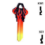 Happy Keys- Flames Key (Choose Keyway) Residential-Commercial Key Howard Keys