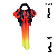 Happy Keys- Flames Key (Choose Keyway) Residential-Commercial Key Howard Keys
