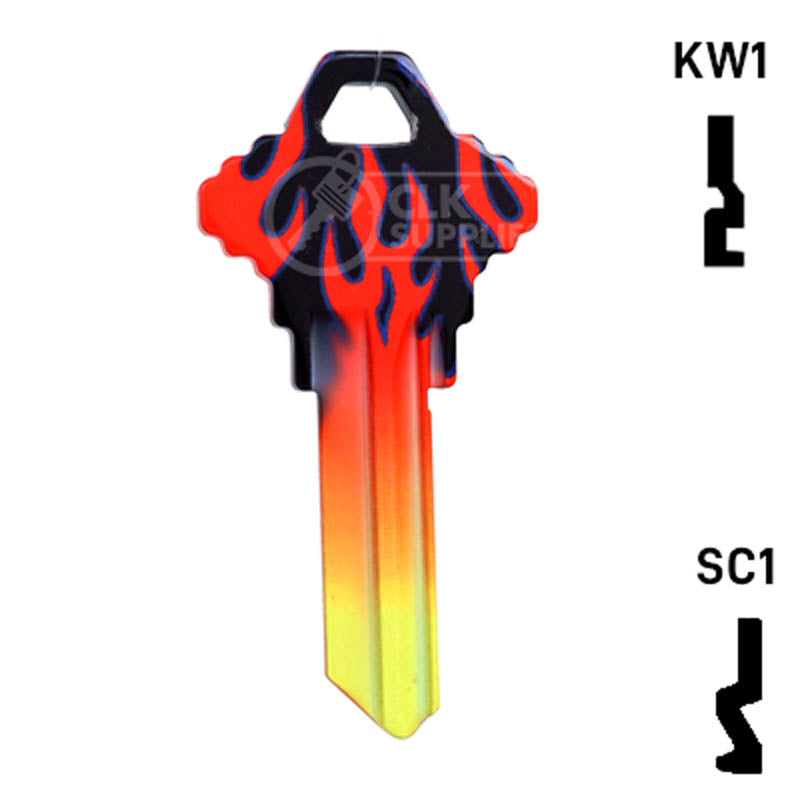 Happy Keys- Flames Key (Choose Keyway) Residential-Commercial Key Howard Keys