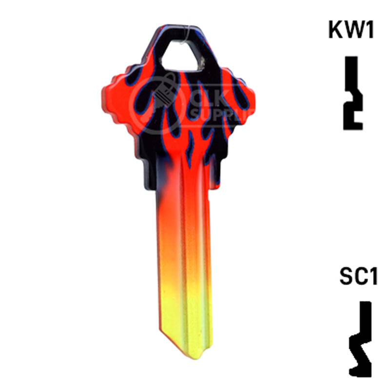 Happy Keys- Flames Key (Choose Keyway) Residential-Commercial Key Howard Keys
