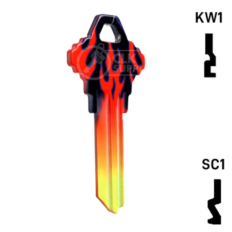 Happy Keys- Flames Key (Choose Keyway) Residential-Commercial Key Howard Keys