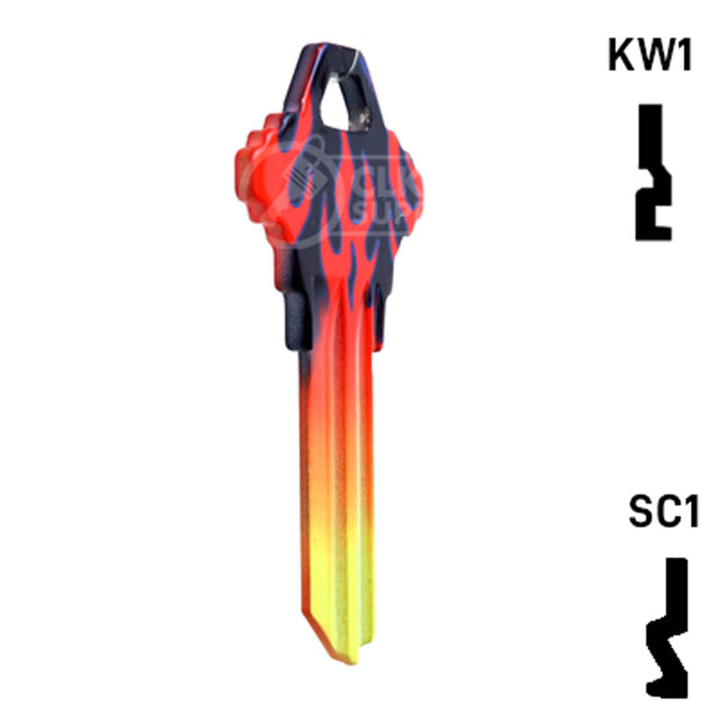 Happy Keys- Flames Key (Choose Keyway) Residential-Commercial Key Howard Keys