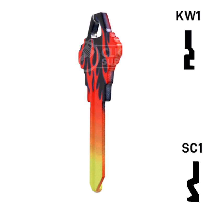 Happy Keys- Flames Key (Choose Keyway) Residential-Commercial Key Howard Keys