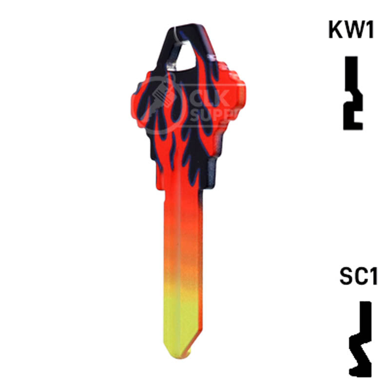 Happy Keys- Flames Key (Choose Keyway) Residential-Commercial Key Howard Keys