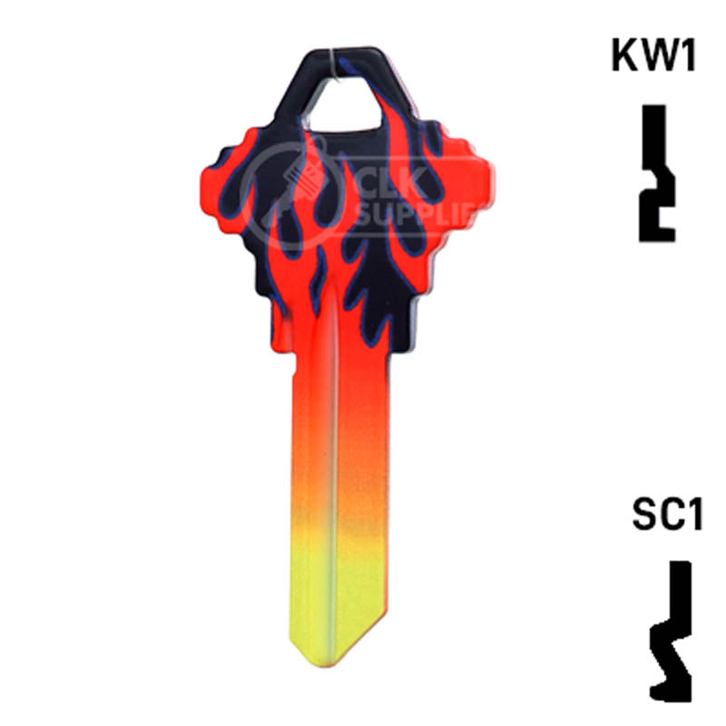 Happy Keys- Flames Key (Choose Keyway) Residential-Commercial Key Howard Keys