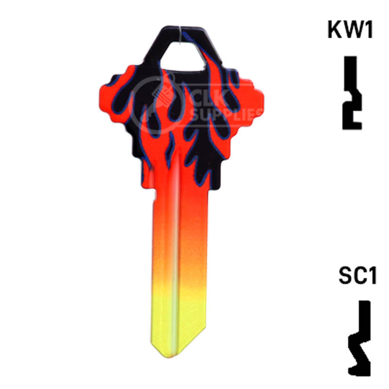 Happy Keys- Flames Key (Choose Keyway) Residential-Commercial Key Howard Keys