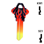 Happy Keys- Flames Key (Choose Keyway) Residential-Commercial Key Howard Keys