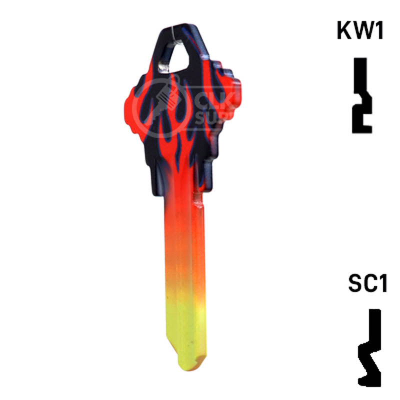 Happy Keys- Flames Key (Choose Keyway) Residential-Commercial Key Howard Keys
