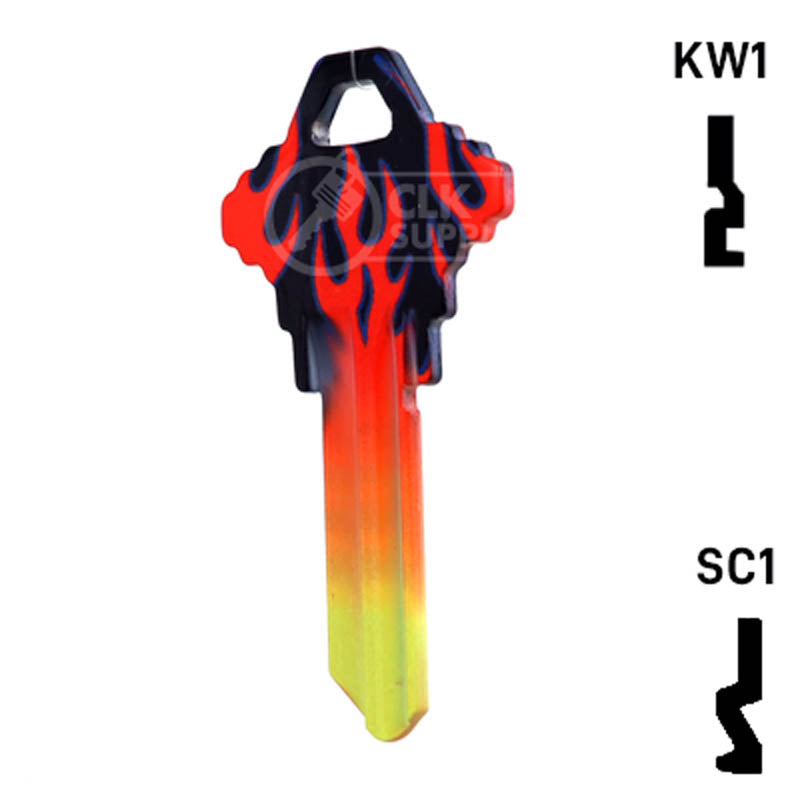 Happy Keys- Flames Key (Choose Keyway) Residential-Commercial Key Howard Keys