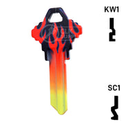 Happy Keys- Flames Key (Choose Keyway) Residential-Commercial Key Howard Keys