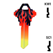 Happy Keys- Flames Key (Choose Keyway) Residential-Commercial Key Howard Keys