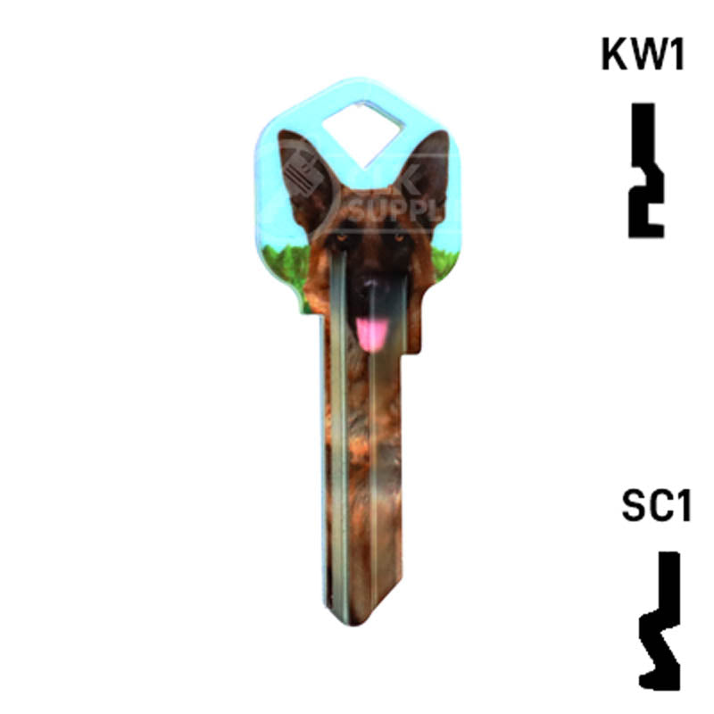 Happy Keys- German Shepherd Key (Choose Keyway) Residential-Commercial Key Howard Keys