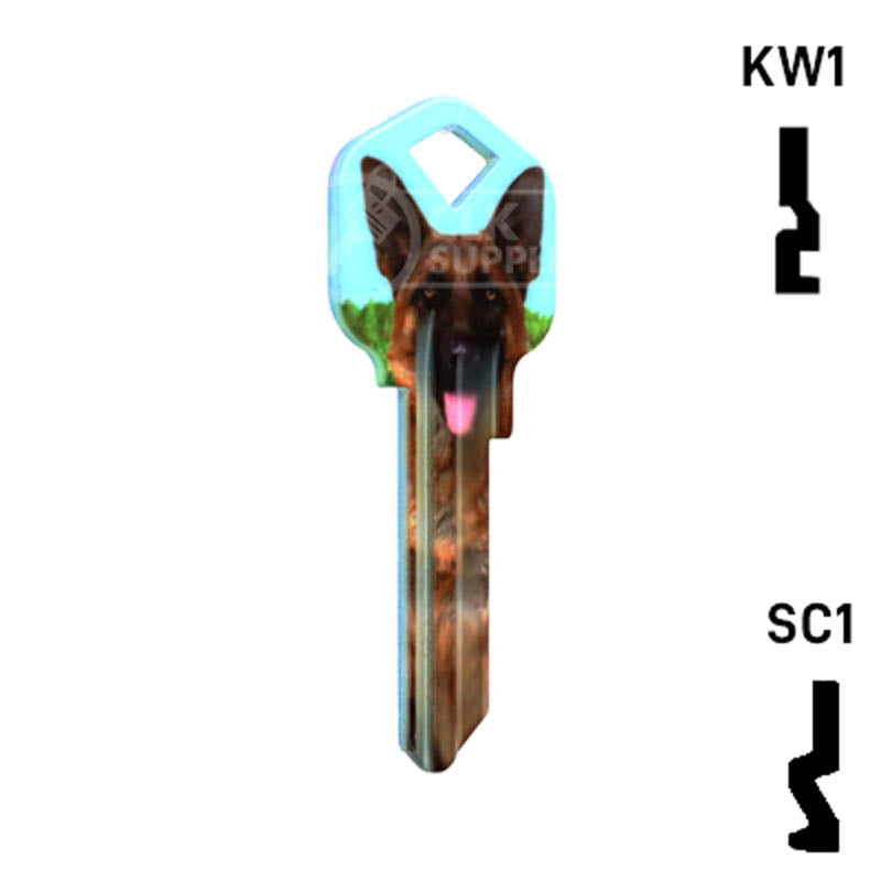 Happy Keys- German Shepherd Key (Choose Keyway) Residential-Commercial Key Howard Keys